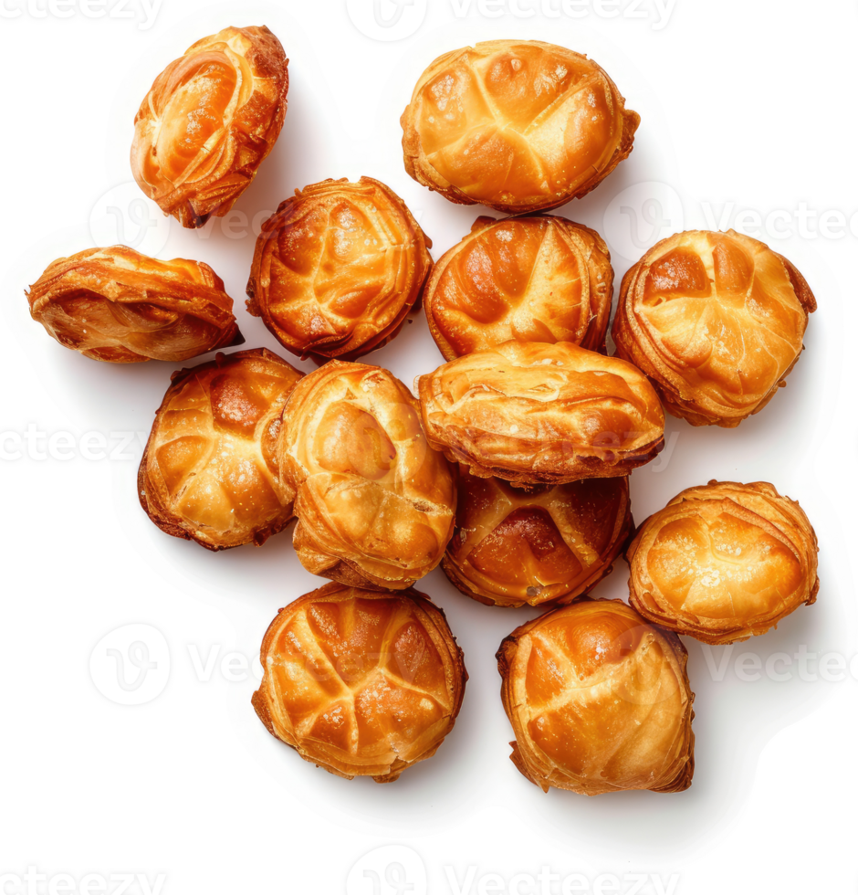 Golden, crispy baked bites arranged in a pleasing pile. png