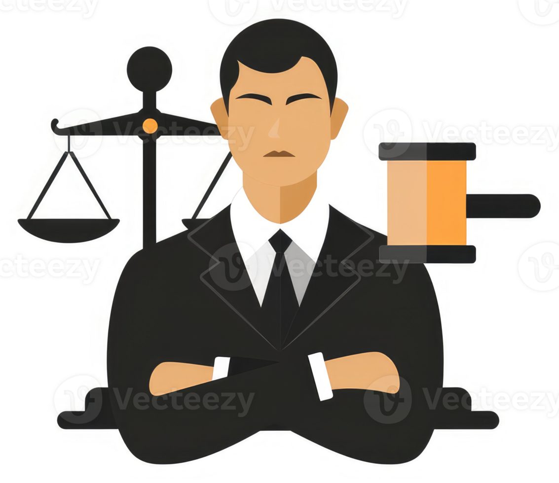 A judge in a formal suit, representing justice and law. png