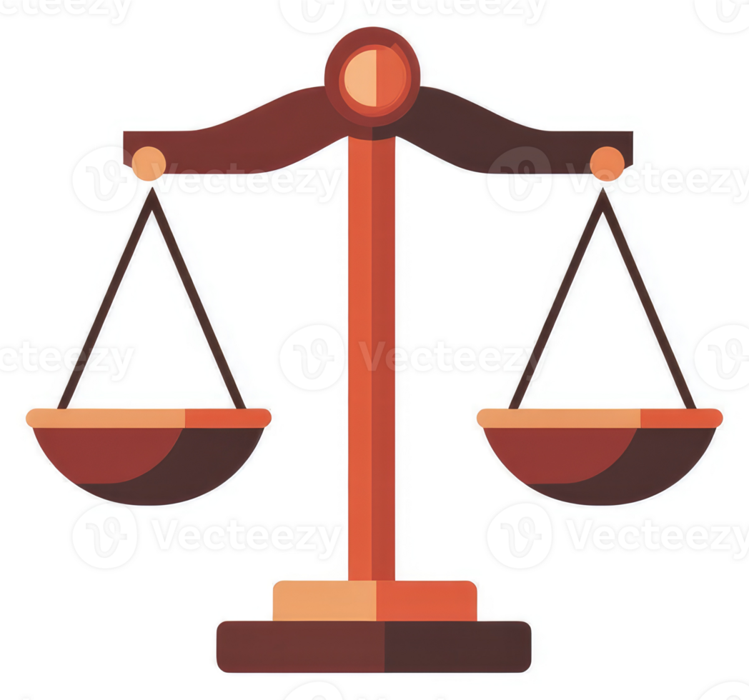 A stylized illustration of a classic balance scale. png
