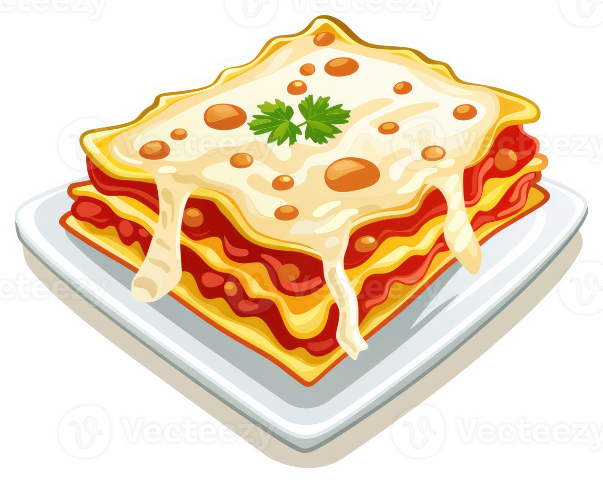 A delectable dish of lasagna, topped with melted cheese. png