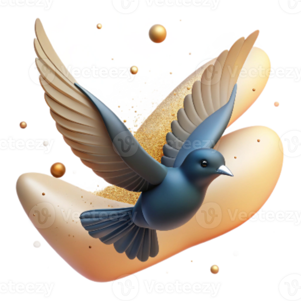 vibrant artistic Bird Silhouette in Flight Upward Angle Isolated exclusive png