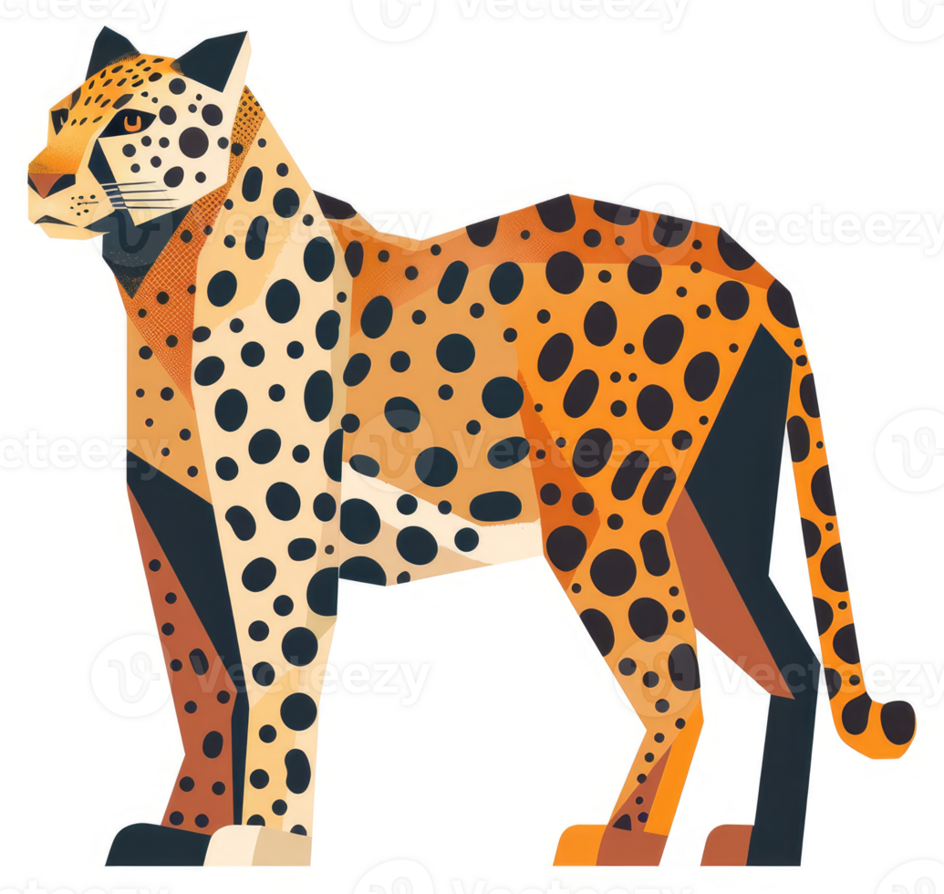 Geometric illustration of a spotted cheetah. png