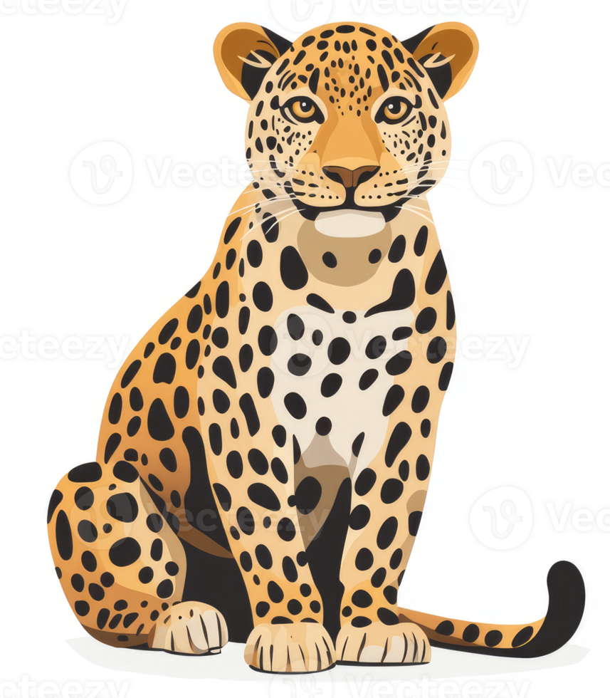 A captivating illustration of a majestic leopard. png