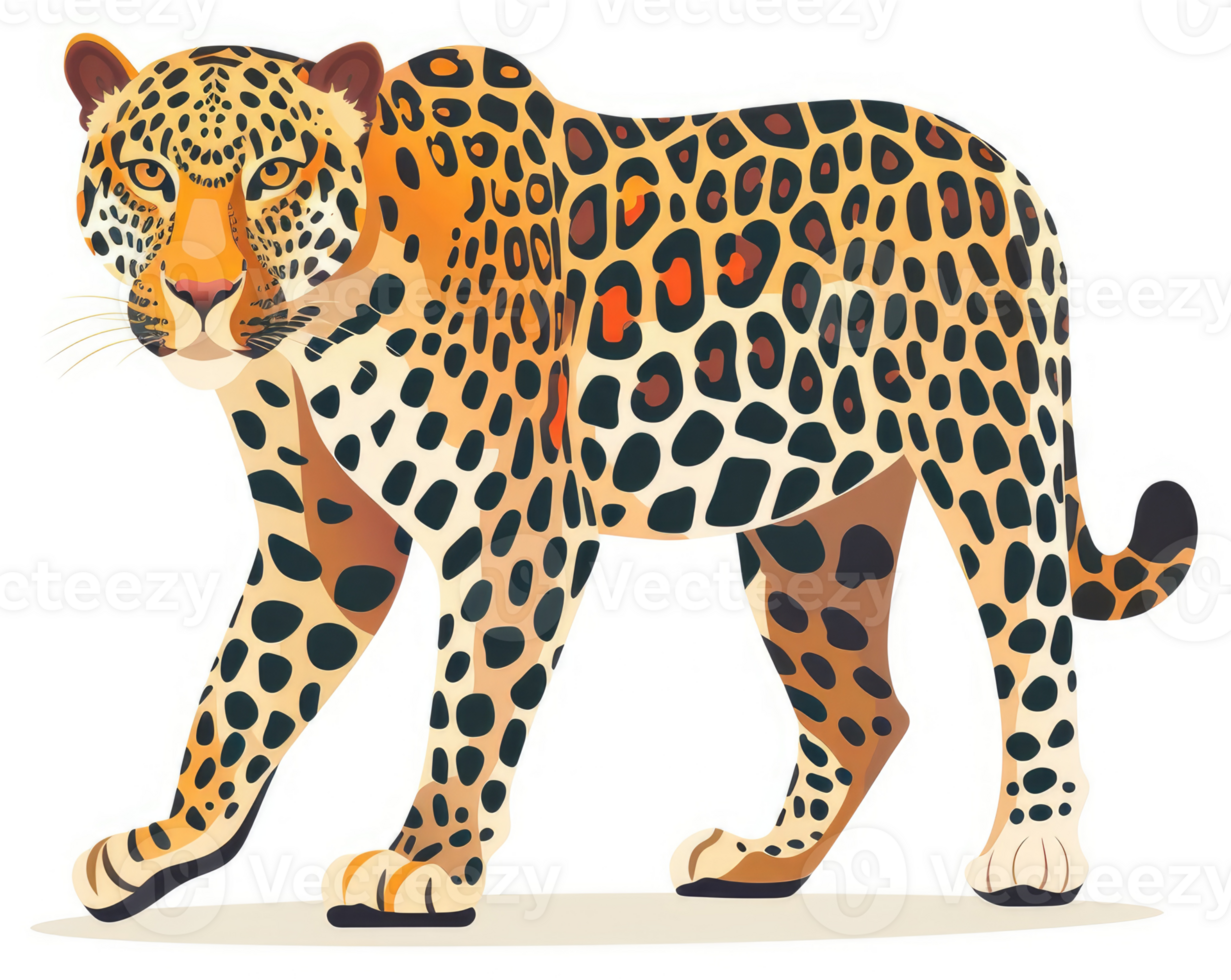 A stylized illustration of a majestic jaguar. png