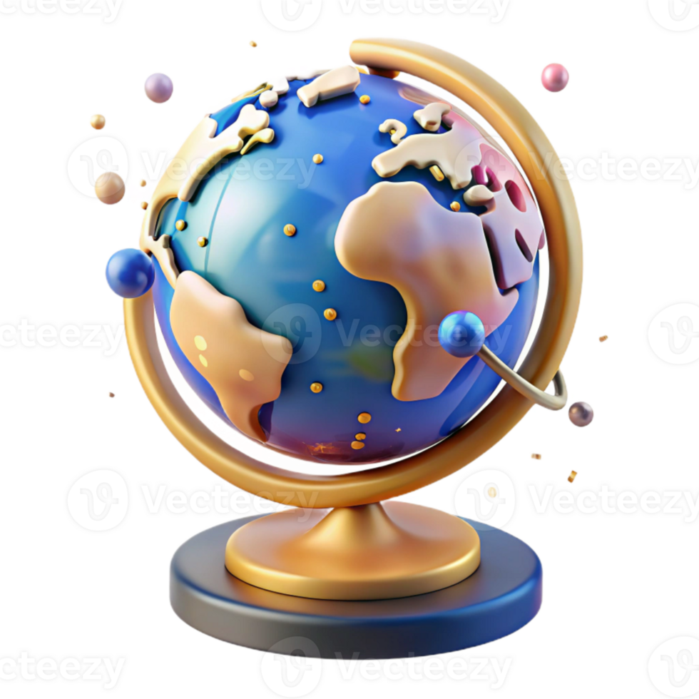 impressive traditional Globe Rotating on Axis Transparent Background professional png