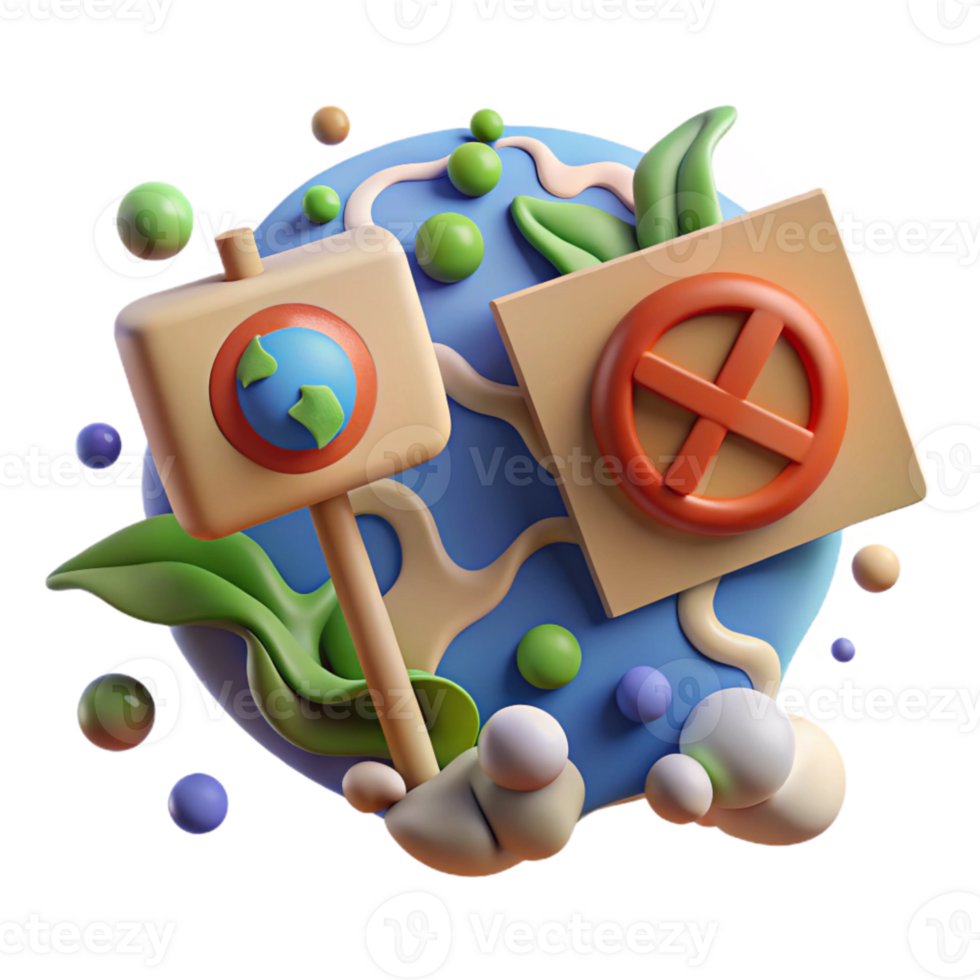 impressive modern Climate Change Protest Sign with Earth Icon Transparent Background high quality png