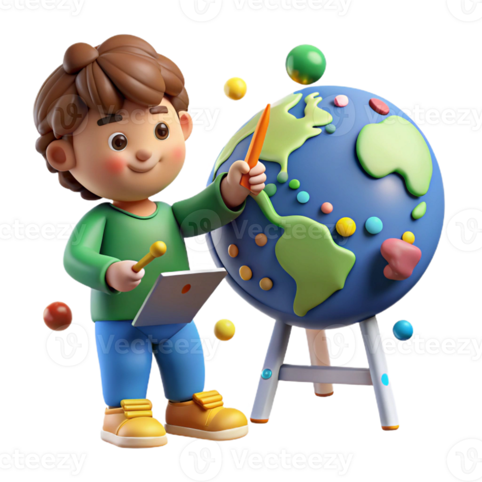 impressive artistic Child Drawing Picture of Earth Isolated Element authentic png