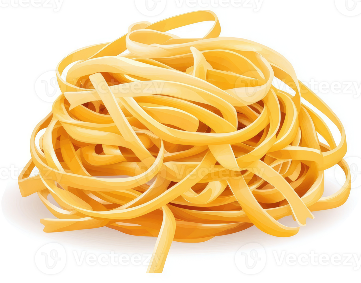 A heap of golden tagliatelle pasta. png
