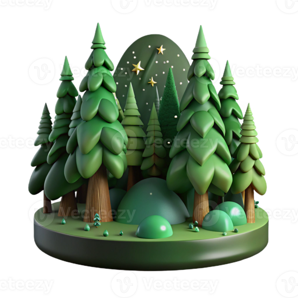 elegant vintage Forest Silhouette Dark Green Cutout Isolated premium png