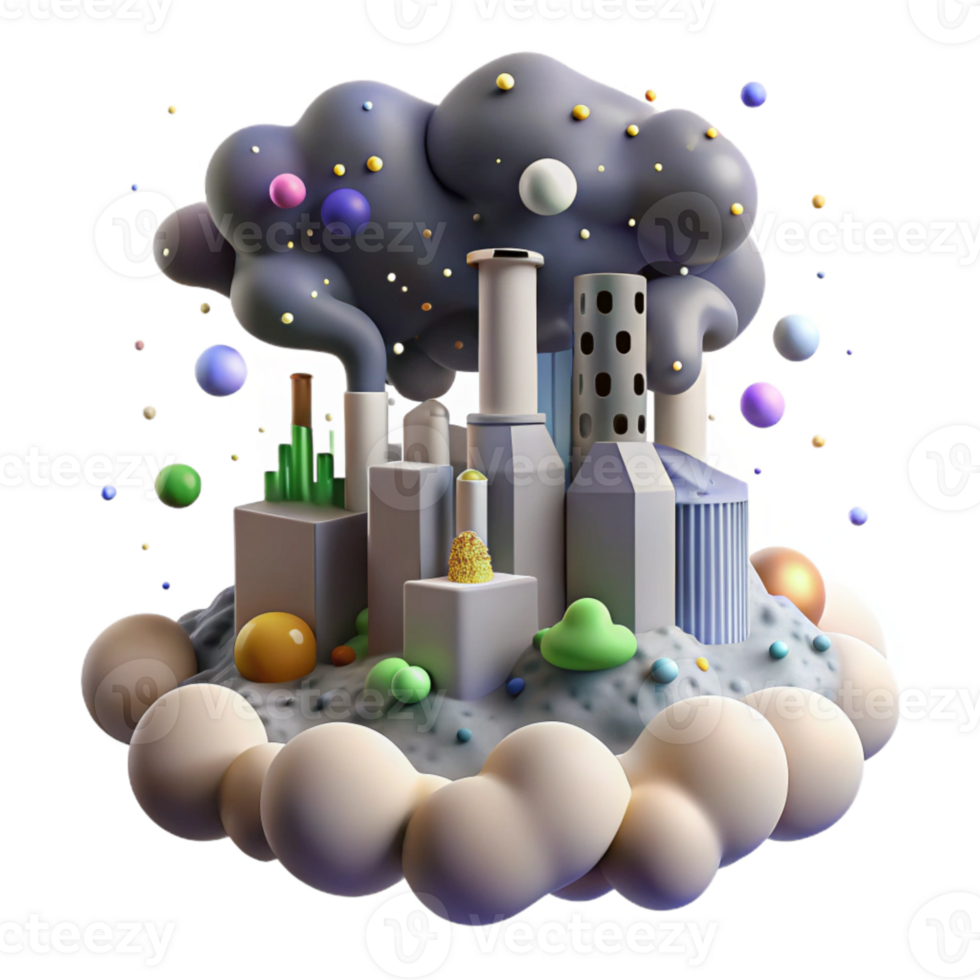 stunning artistic Air Pollution Over City Skyline Isolated Element professional png