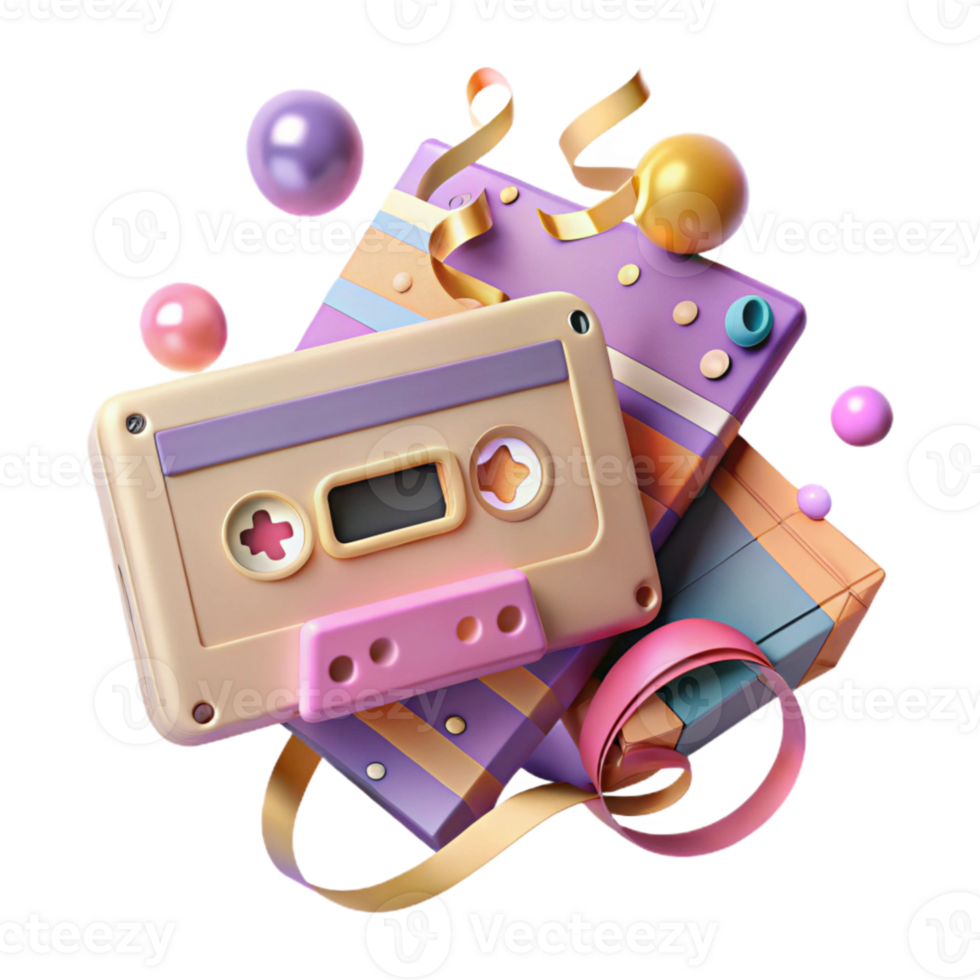 elegant rustic Cassette Tape and Player Isolated with Shadow original png