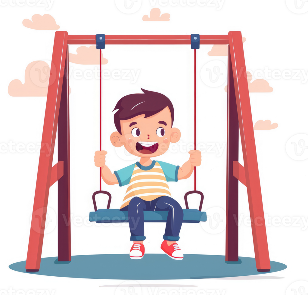 A happy child enjoying a swing on a sunny day. png