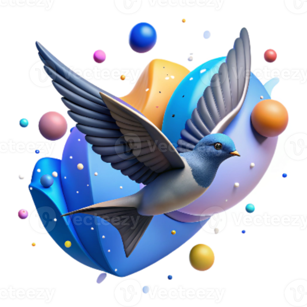 vibrant contemporary Bird Soaring in Blue Sky Cutout high quality png