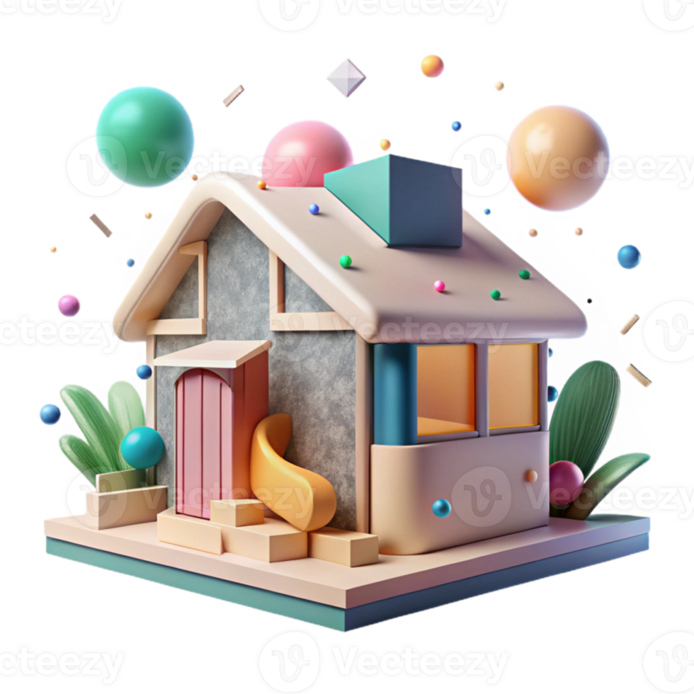 dramatic modern Community Building Eco House Teamwork Scene Transparent authentic png