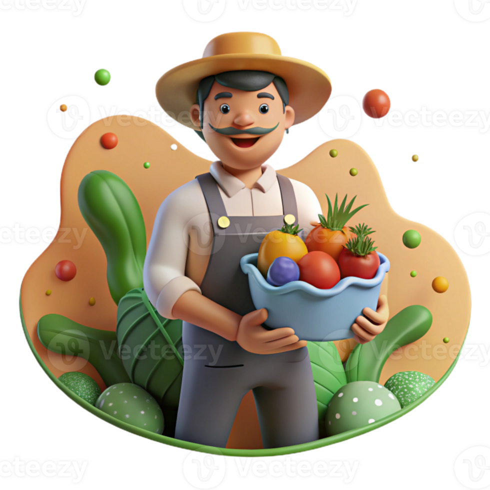 dramatic modern Farmer Holding Fresh Produce Cutout high quality png