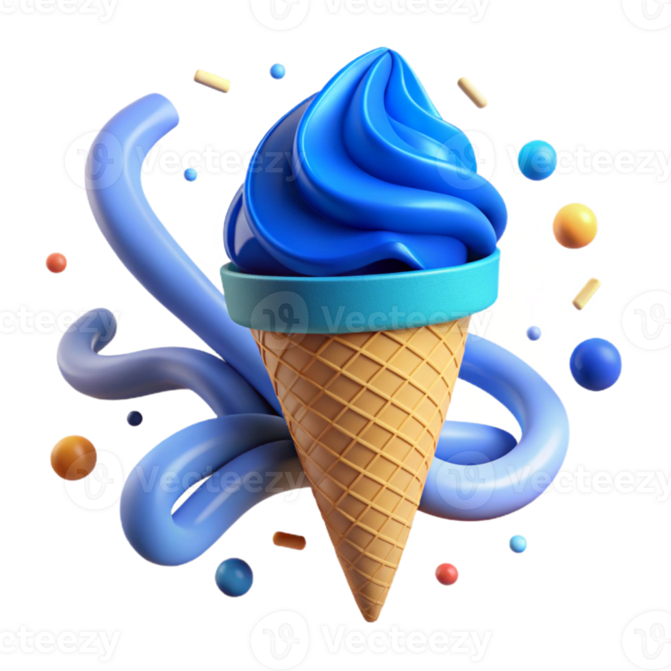 extraordinary abstract Cool Blue Ice Cream Cone Cutout high resolution png