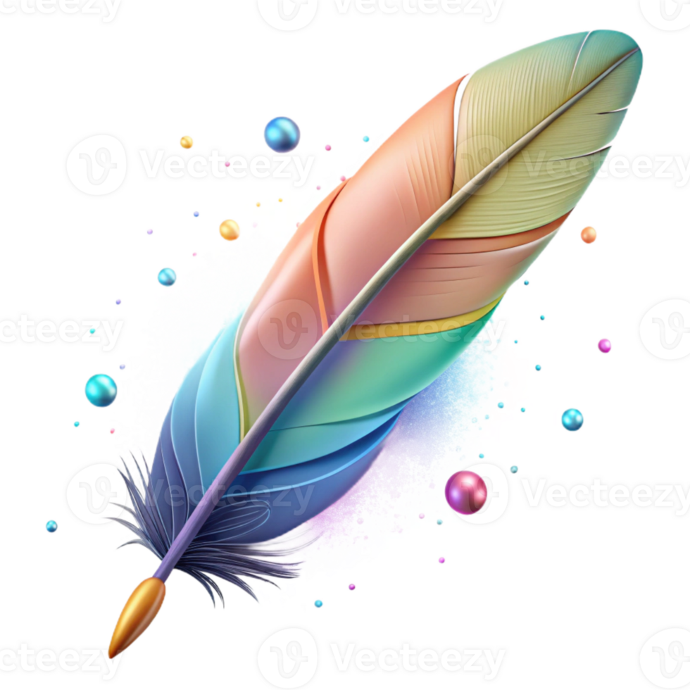 impressive creative Bird Feather with Gradient Colors Cutout genuine png