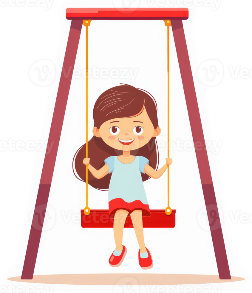 A young girl enjoys a swing on a bright sunny day. png