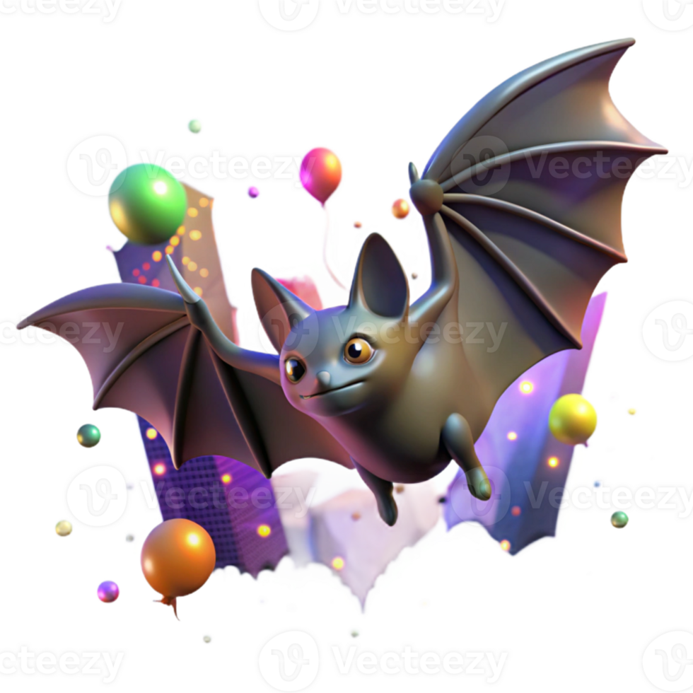 vibrant modern Bat Flying Through Bright City Lights Isolated authentic png