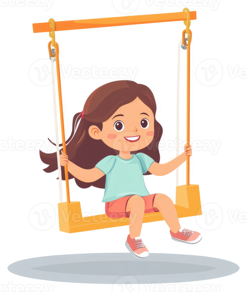 A young girl enjoys a fun swing ride on a sunny day. png