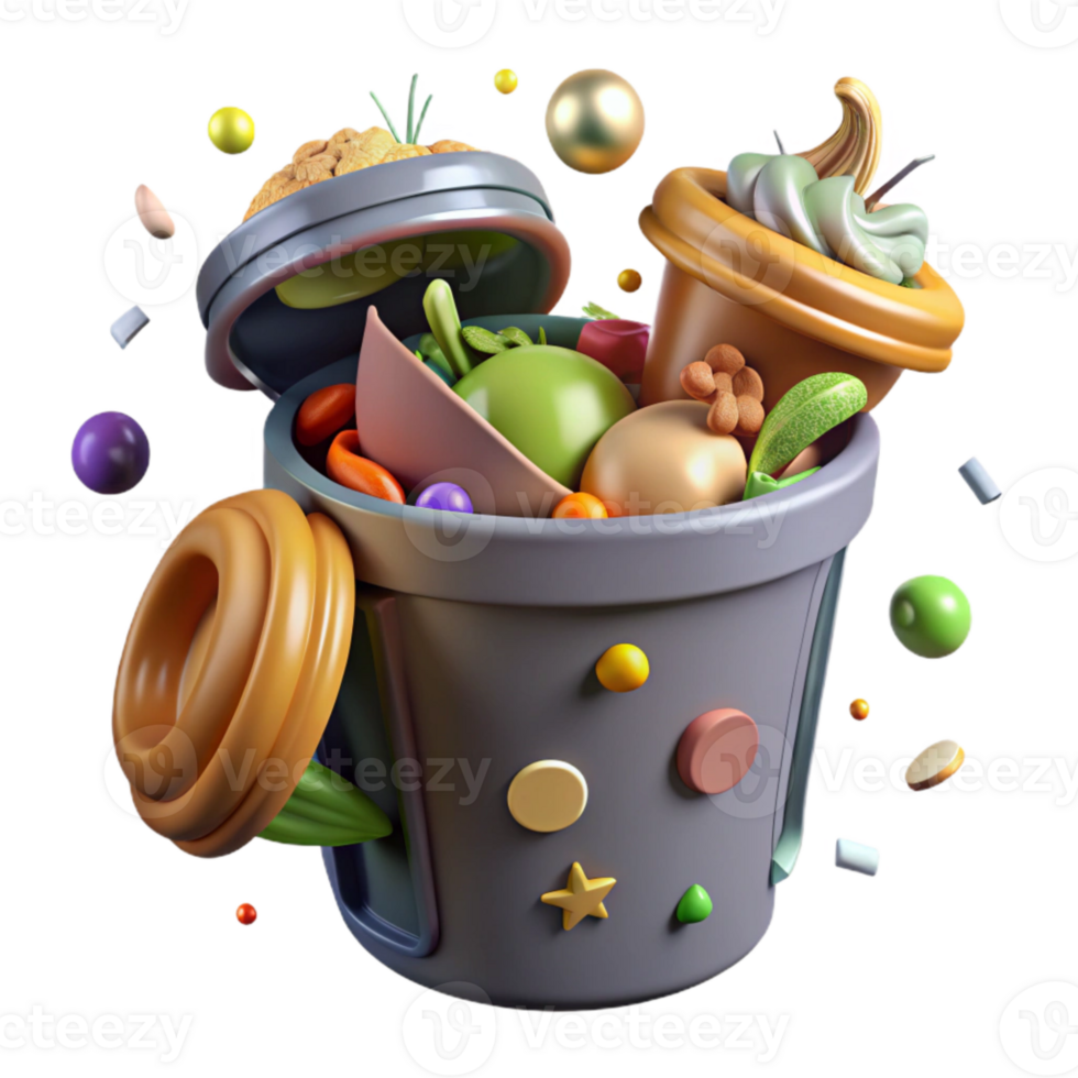 elegant modern Compost Bin with Food Scraps Isolated Cutout genuine png