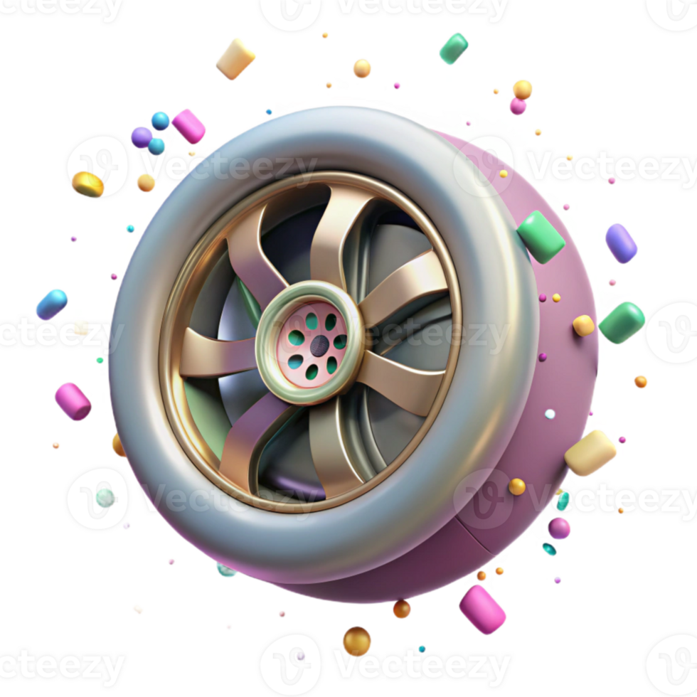vibrant traditional Cutout Futuristic Car Wheel Design authentic png