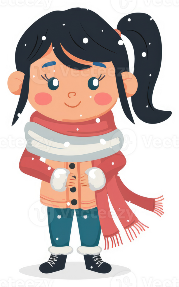 A happy child in winter clothes, enjoying the snow. png
