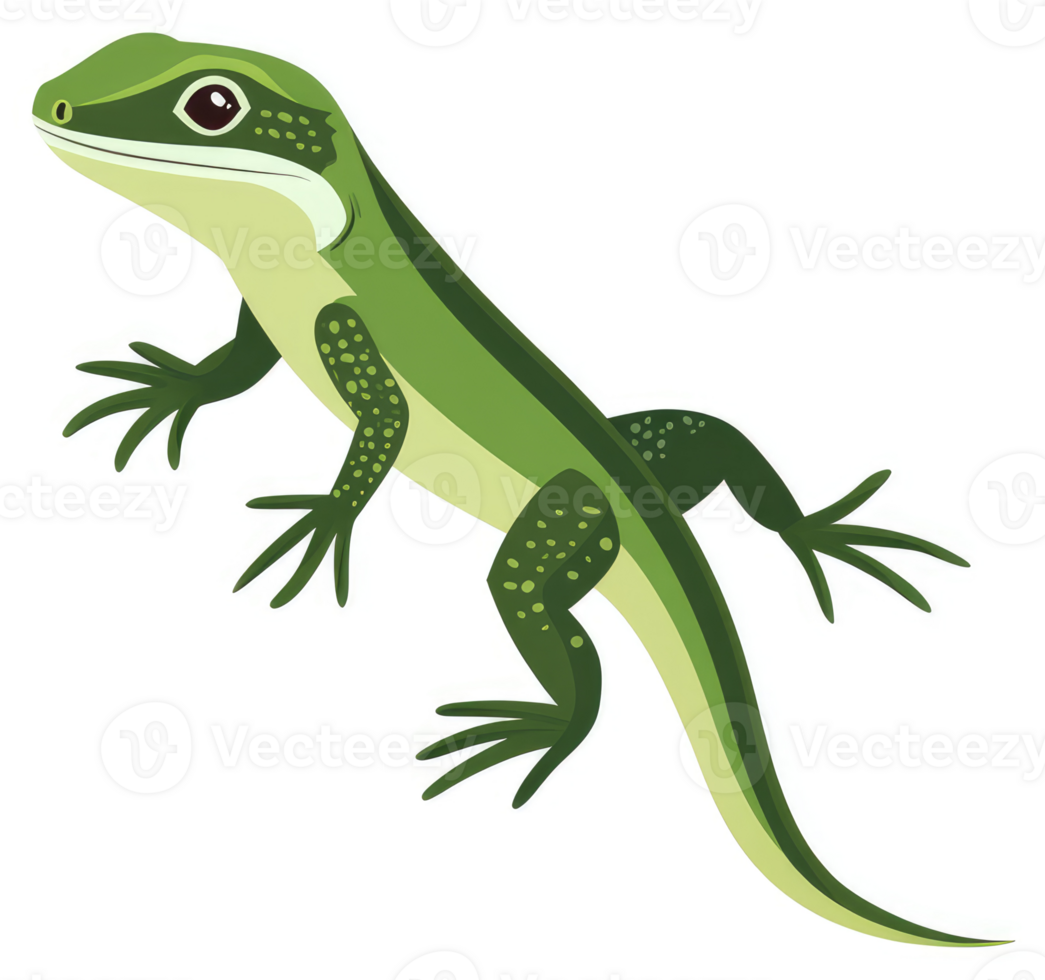 A vibrant illustration of a green lizard. png