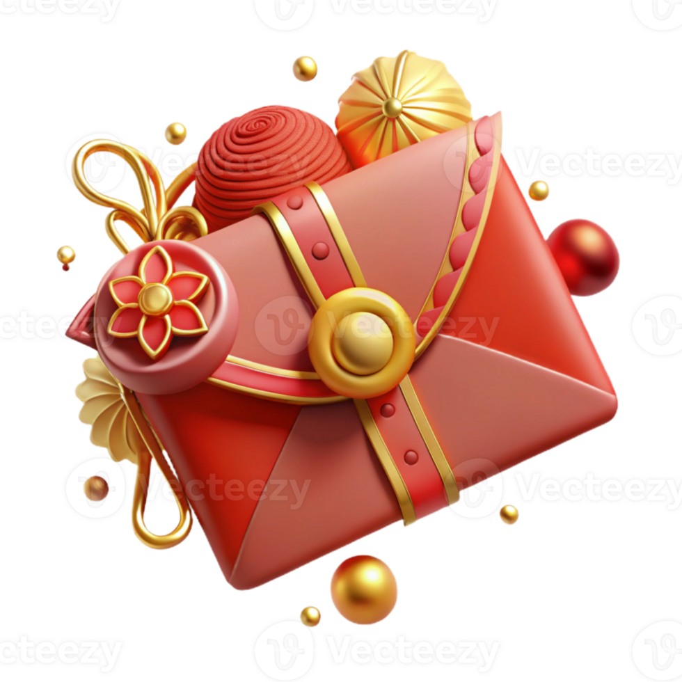 wonderful classic Chinese New Year Envelope Red and Gold Design Isolated Cutout high resolution png
