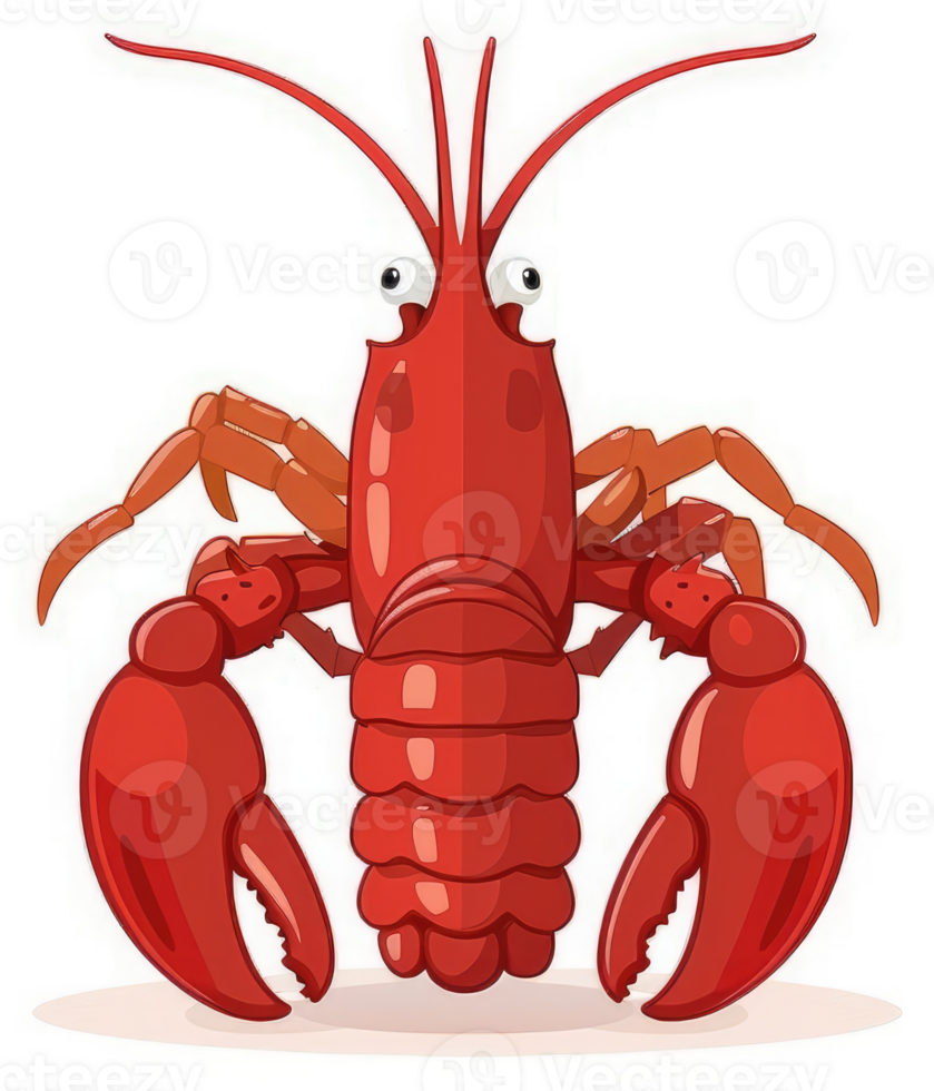 A cartoon illustration of a vibrant red lobster. png