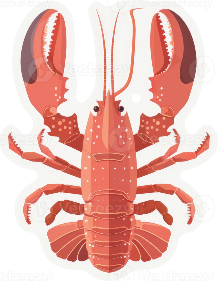 A vibrant illustration of a large, red lobster. png