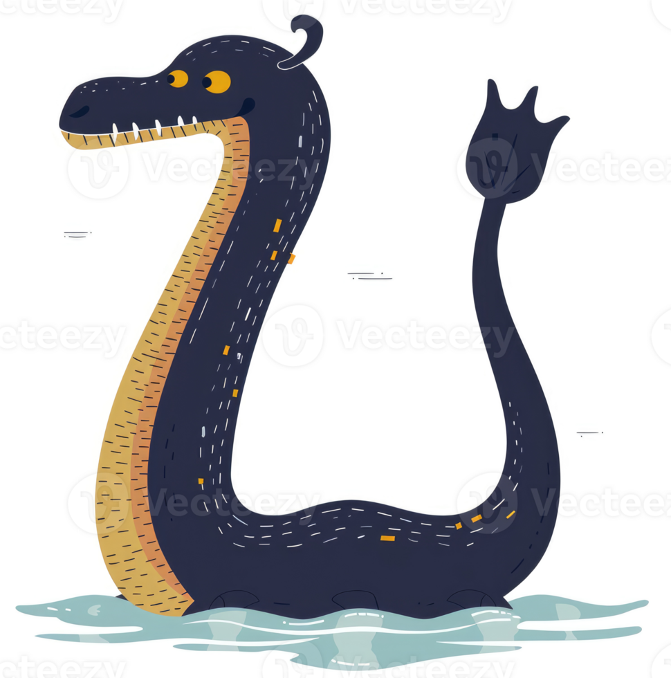 A friendly, cartoonish depiction of a loch ness monster. png