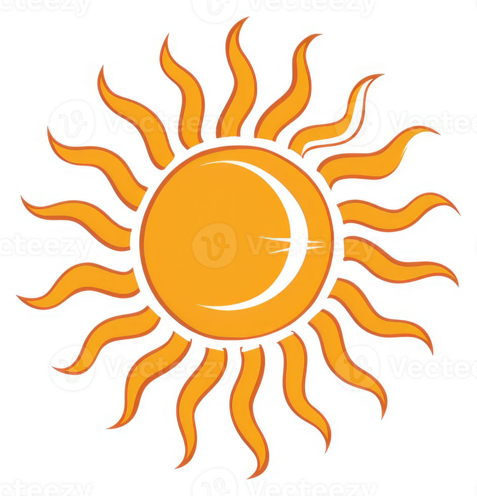 A stylized sun with a crescent moon, representing harmony between light and dark. png