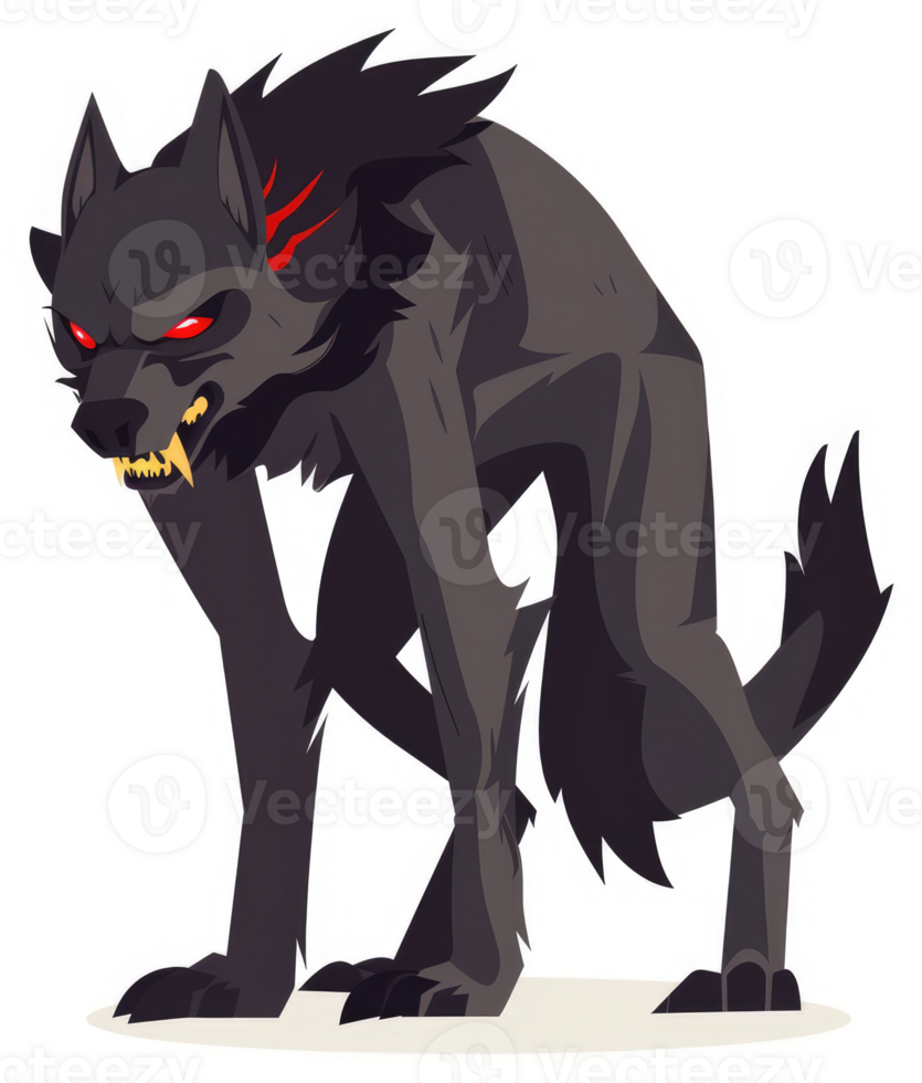 A menacing, dark illustration of a werewolf. png
