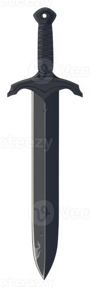 A stylized illustration of a dark-colored medieval dagger. png