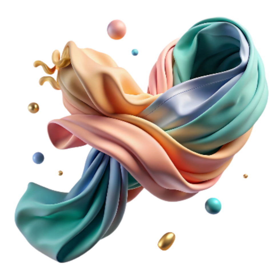 impressive creative Flowing Scarf in Motion Cutout with Soft Lighting high resolution png