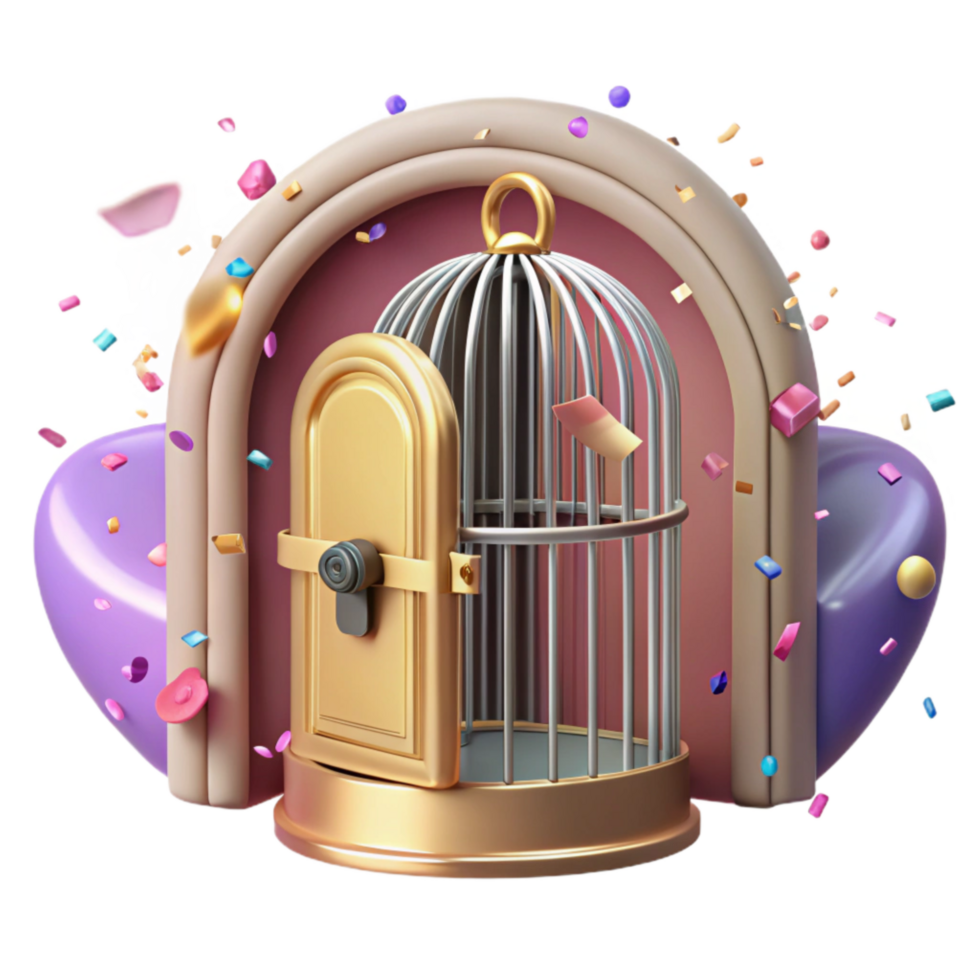 magnificent creative Empty Bird Cage Door Isolated with Open Latch original png