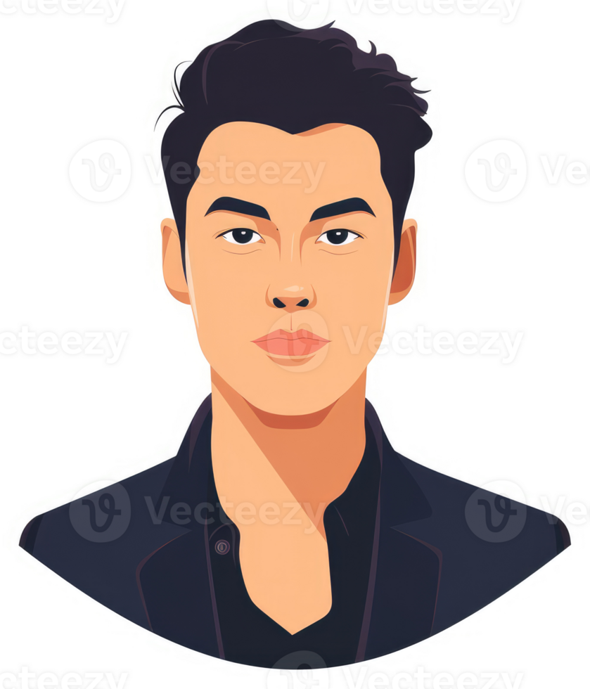 A stylized illustration of a man with a sophisticated appearance. png
