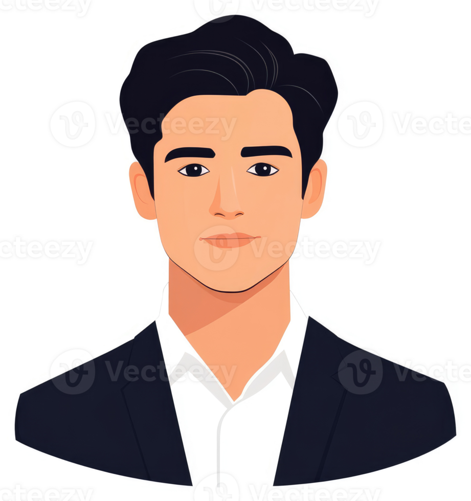 A stylized illustration of a young man in a business suit. png