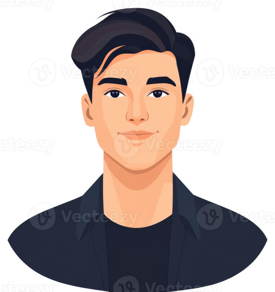 A friendly and stylish young man with a neat hairstyle. png