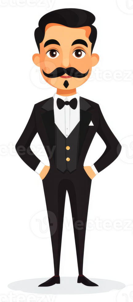 A cartoon illustration of a man in a formal tuxedo. png