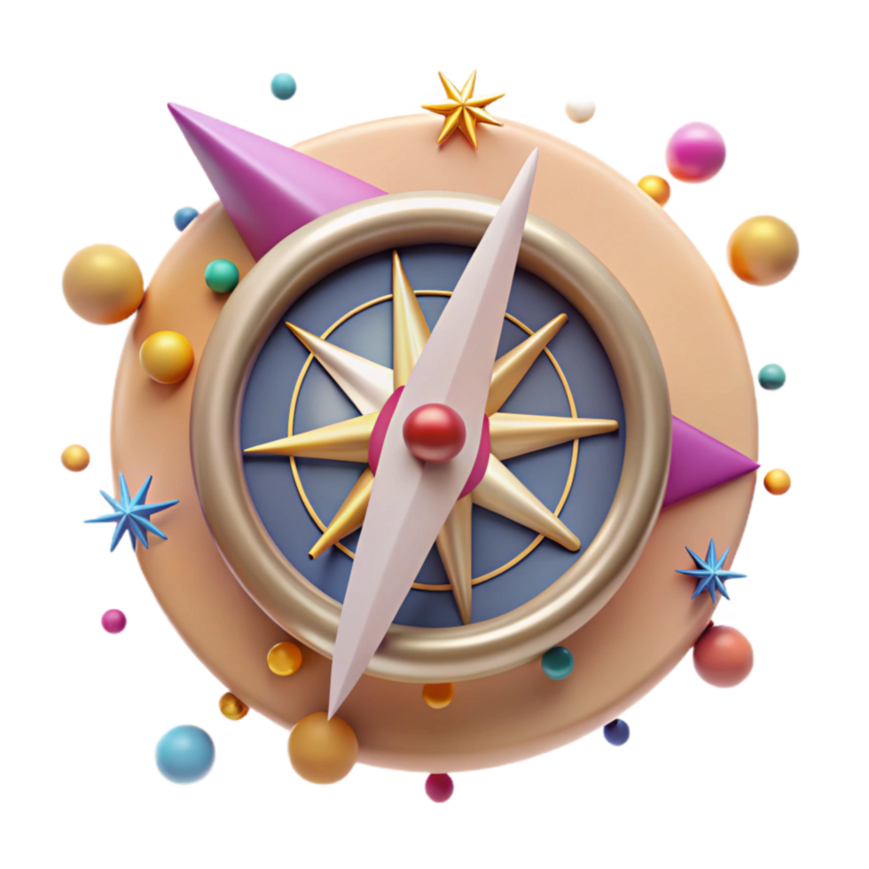 dramatic contemporary Compass Symbol with Directional Arrows Isolated genuine png