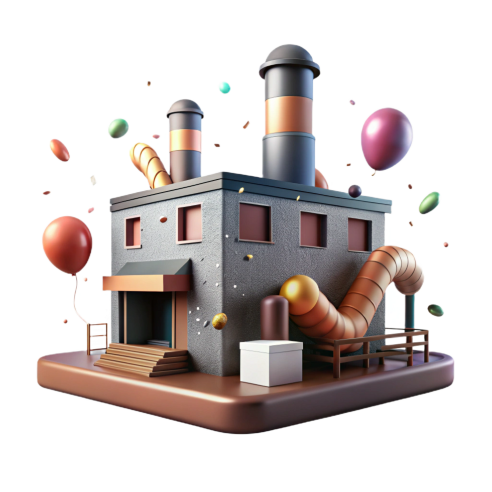 dramatic abstract Abandoned Factory Building Isolated Element professional png
