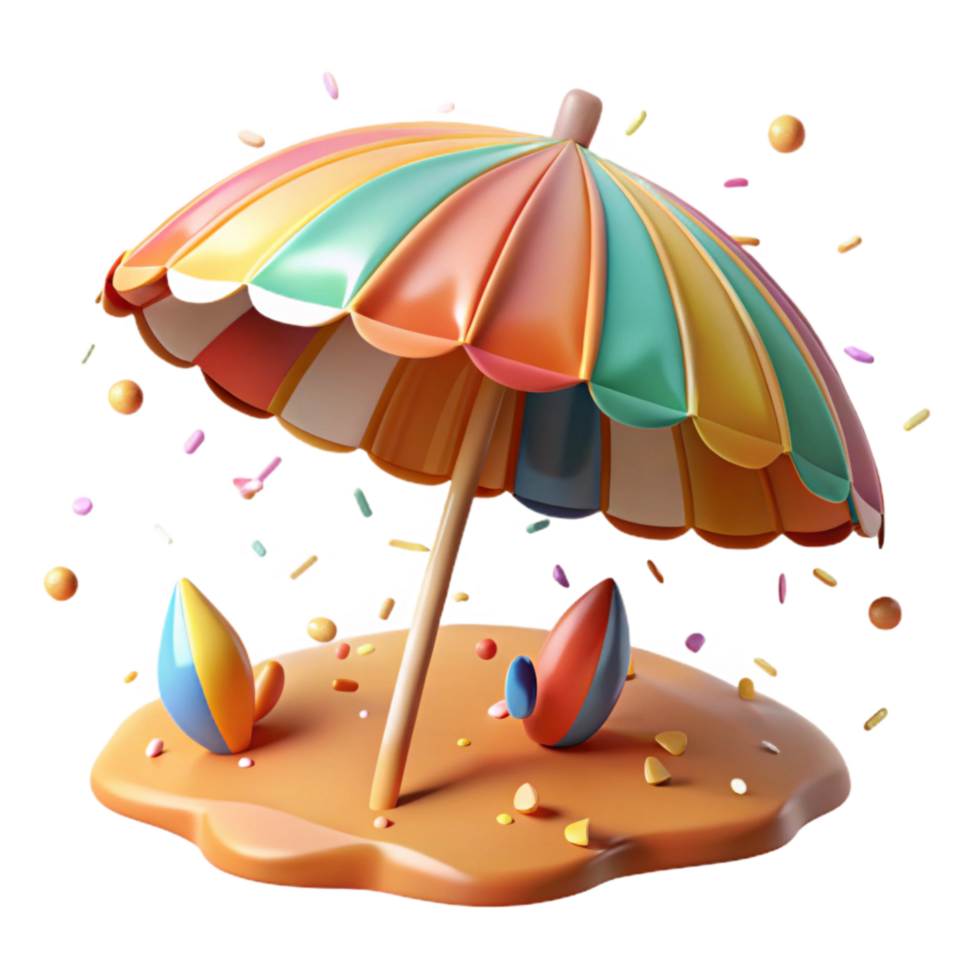 dramatic traditional Beach Umbrella Cutout Transparent Background Bright Colors detailed png