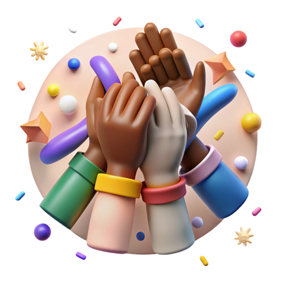 impressive artistic Diverse Hands Joined Together Cutout Isolated Element professional png