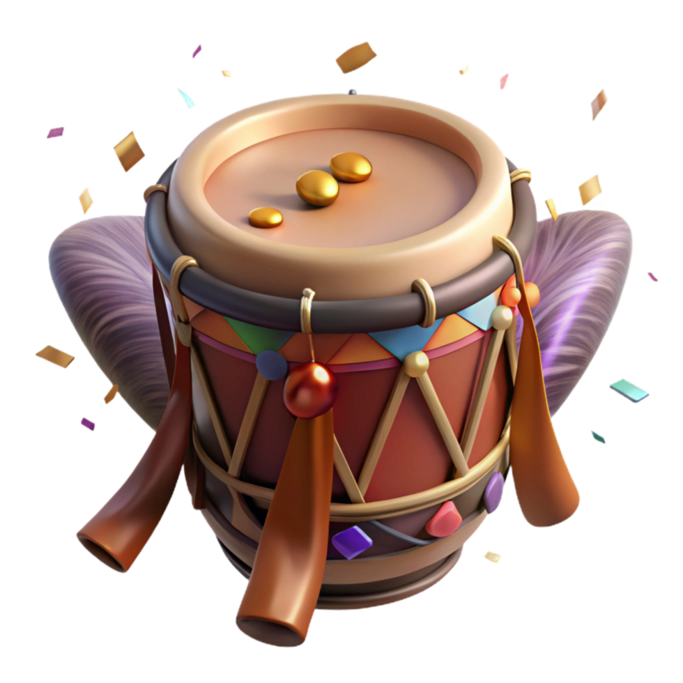 magnificent modern Ceremonial Drum with Animal Hide Isolated exclusive png