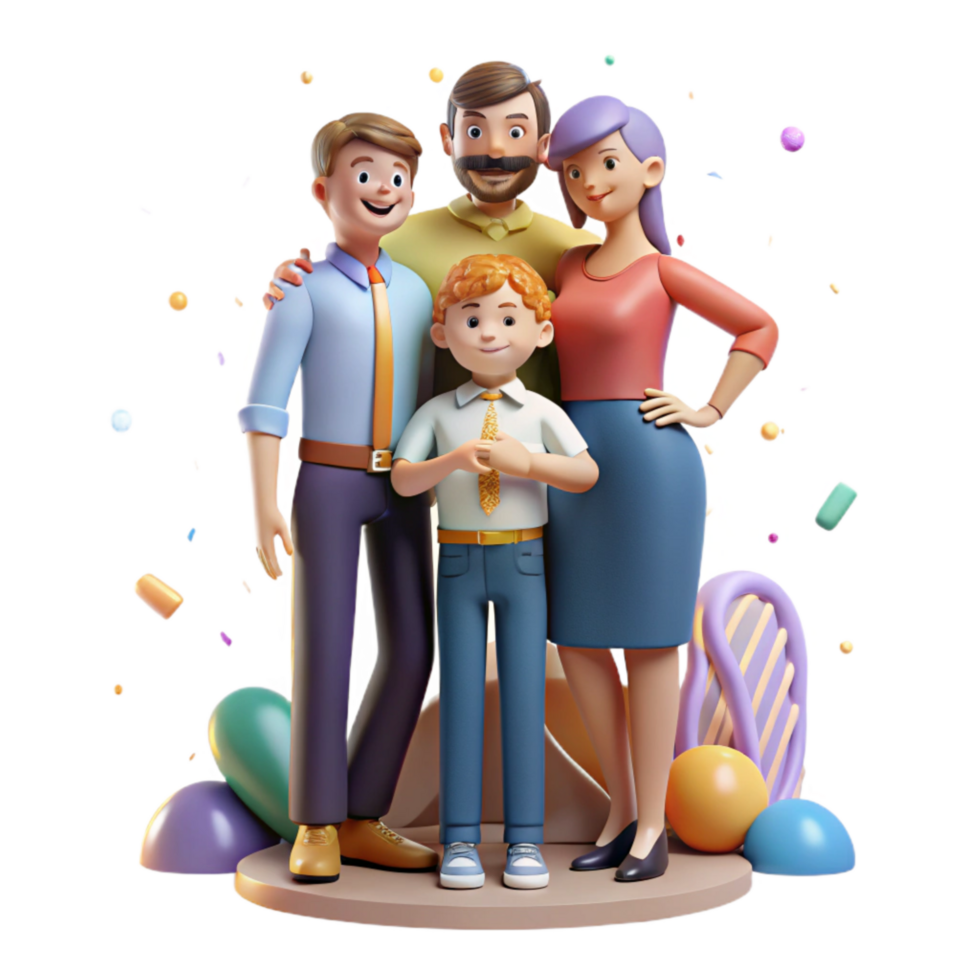 beautiful classic Family Standing Together Supportive Gesture Isolated authentic png