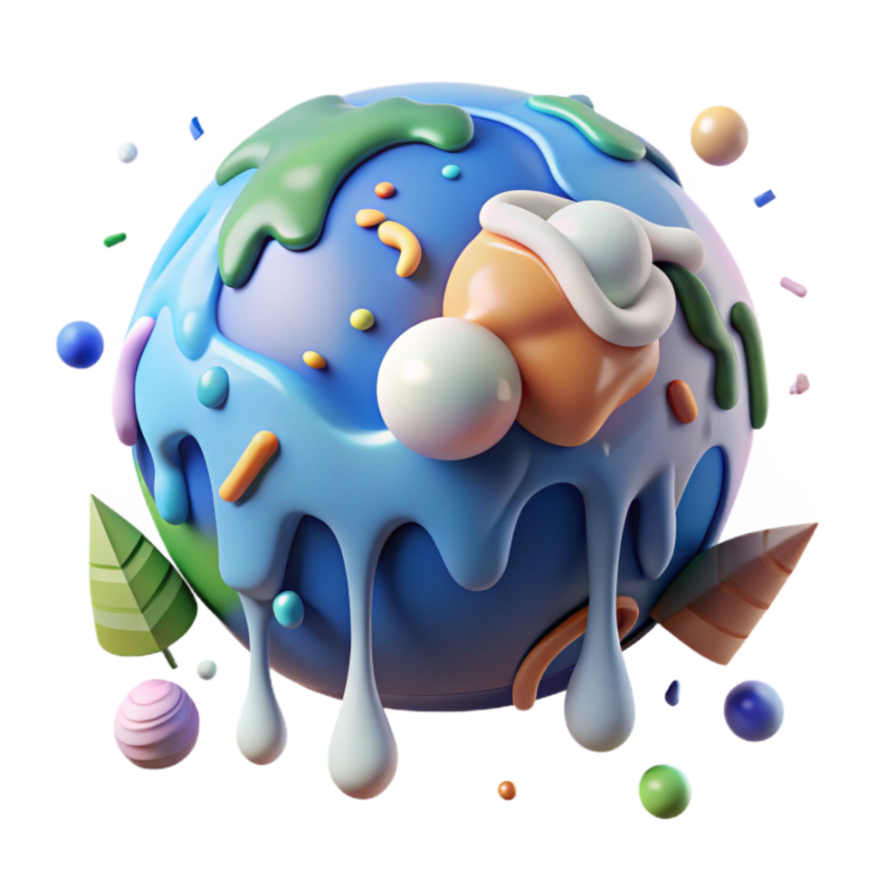 extraordinary minimalist Global Warming Illustration with Melting Ice Caps Cutout detailed png