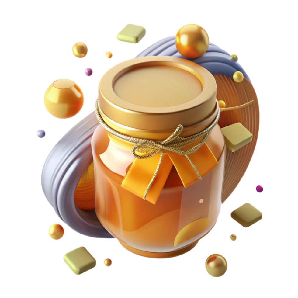extraordinary vintage Glass Jar of Honey Cutout with Drizzle high resolution png