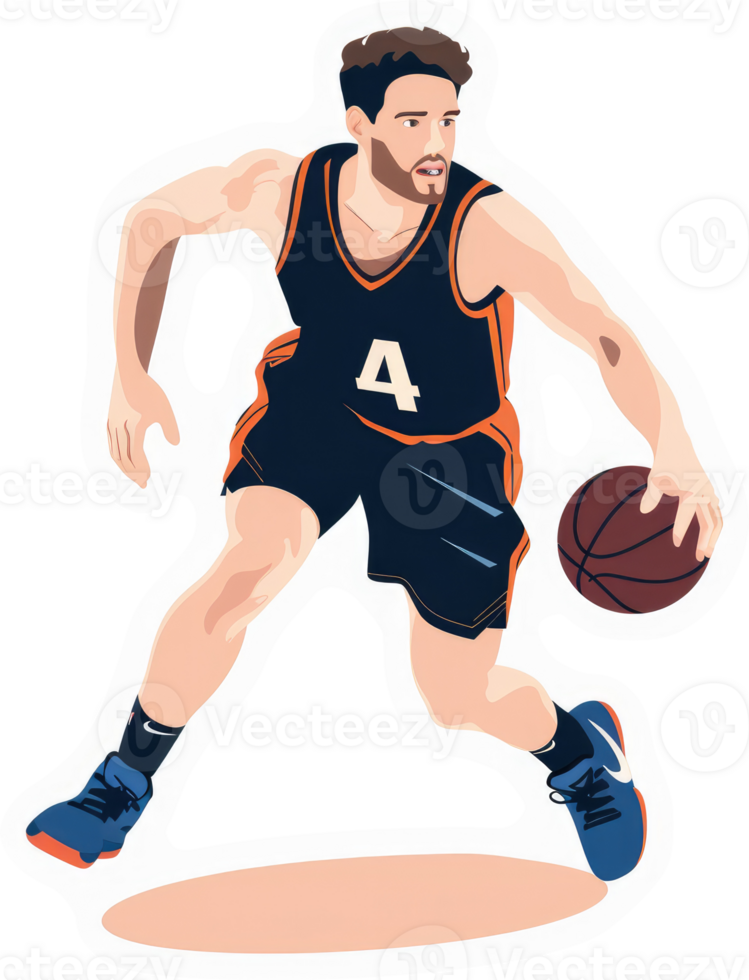 A basketball player in action with a ball. png
